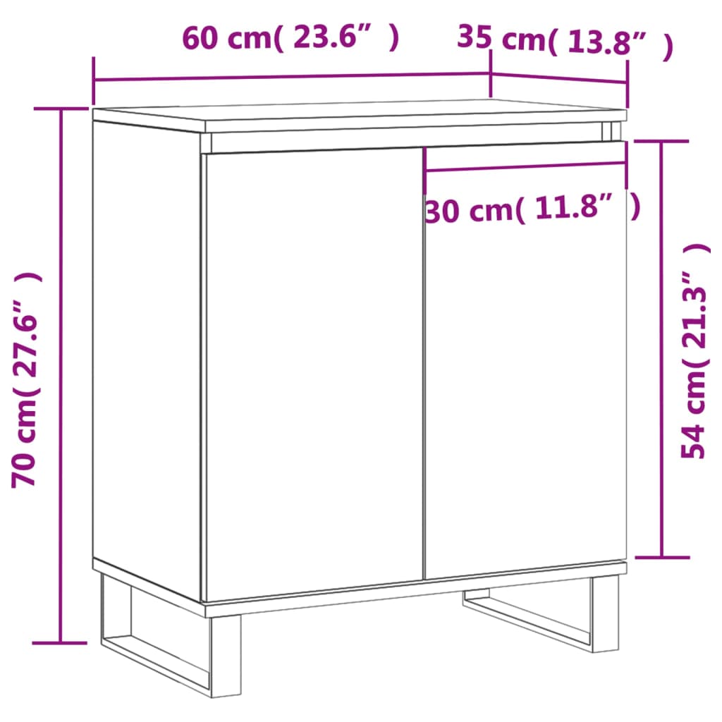 vidaXL Sideboard Grau Sonoma 60x35x70 cm Holzwerkstoff