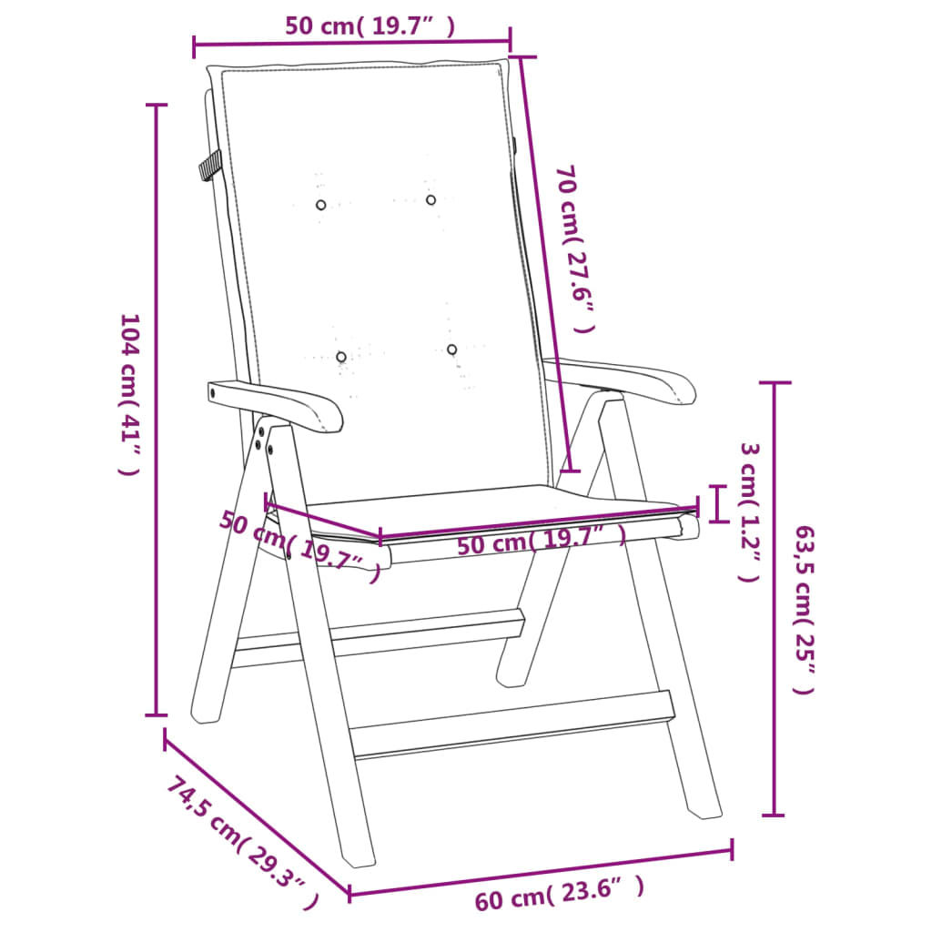 vidaXL Gartenstühle mit Auflagen 8 Stk. Massivholz Teak