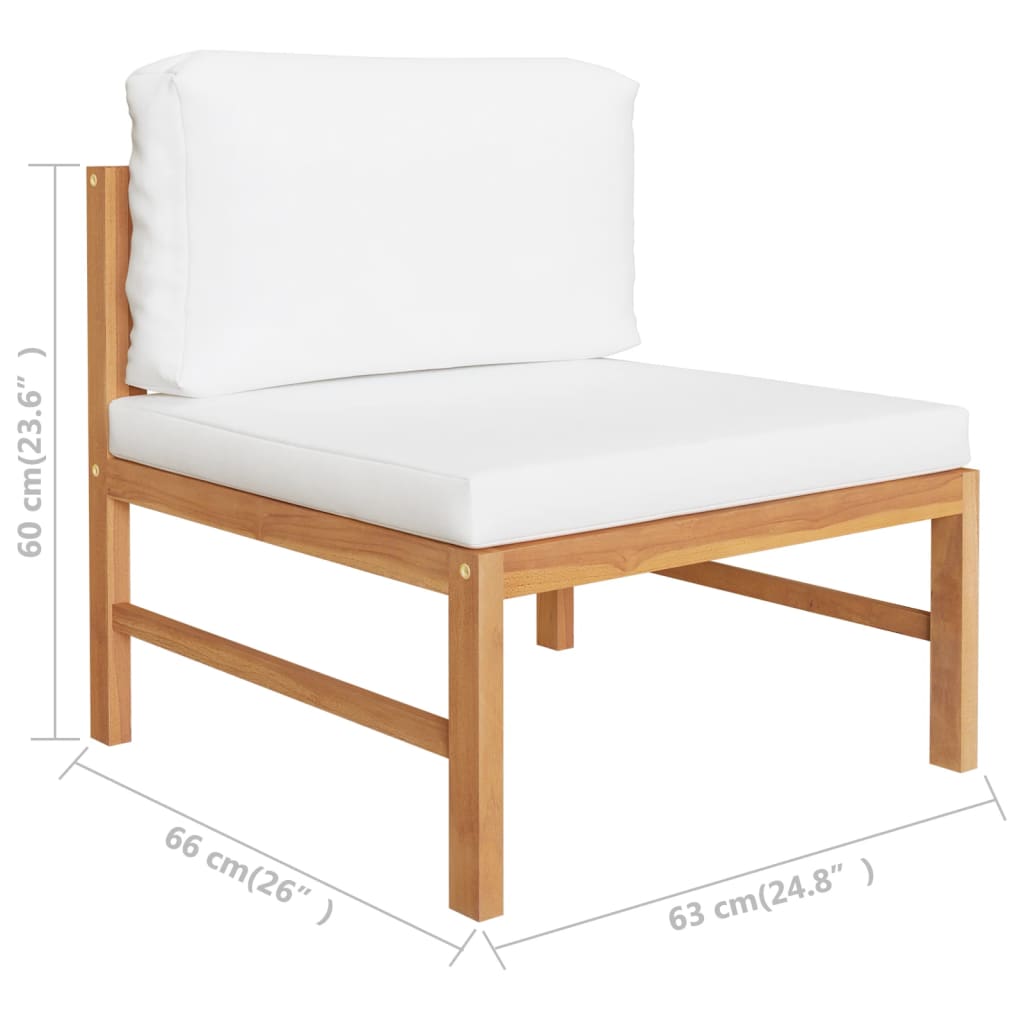 vidaXL 5-tlg. Garten-Lounge-Set mit Creme Kissen Massivholz Teak