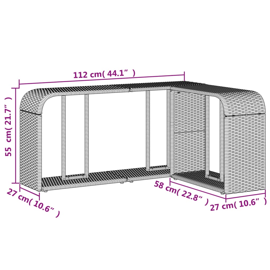 vidaXL Outdoor-Rgale 2 Stk. Hellgrau Poly Rattan