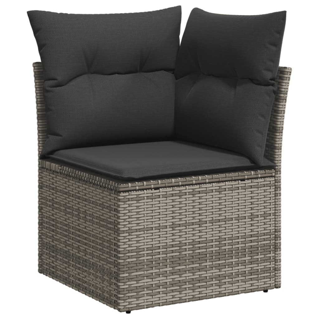 vidaXL 8-tlg. Garten-Sofagarnitur mit Kissen Grau Poly Rattan