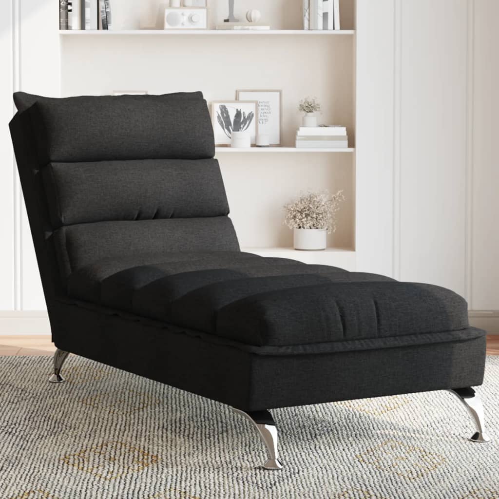 vidaXL Chaiselongue mit Kissen Schwarz Stoff