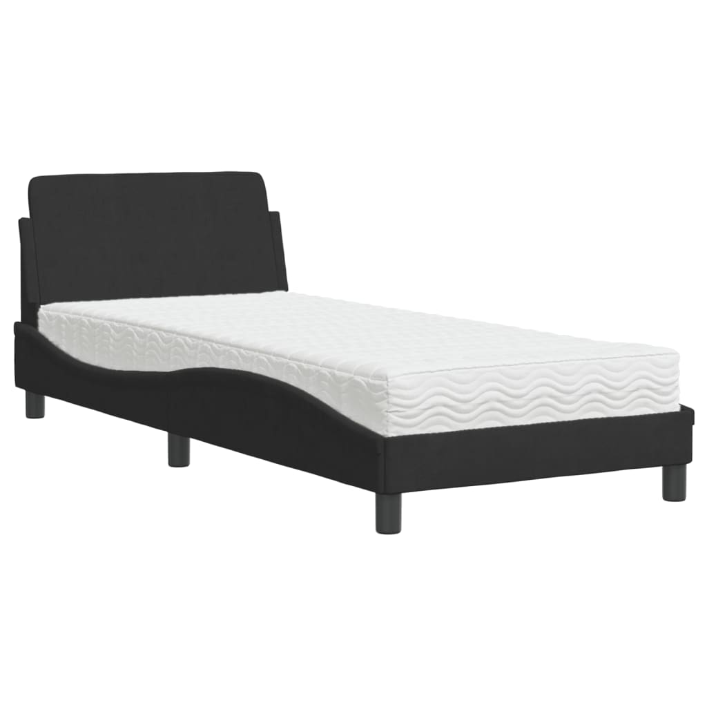 vidaXL Bett mit Matratze Schwarz 80x200 cm Samt