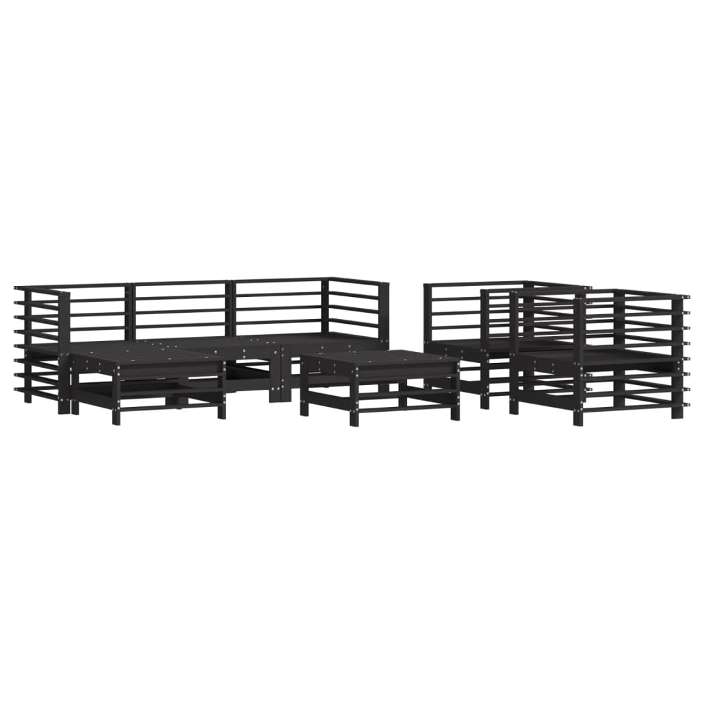 vidaXL 7-tlg. Garten-Lounge-Set Schwarz Massivholz Kiefer