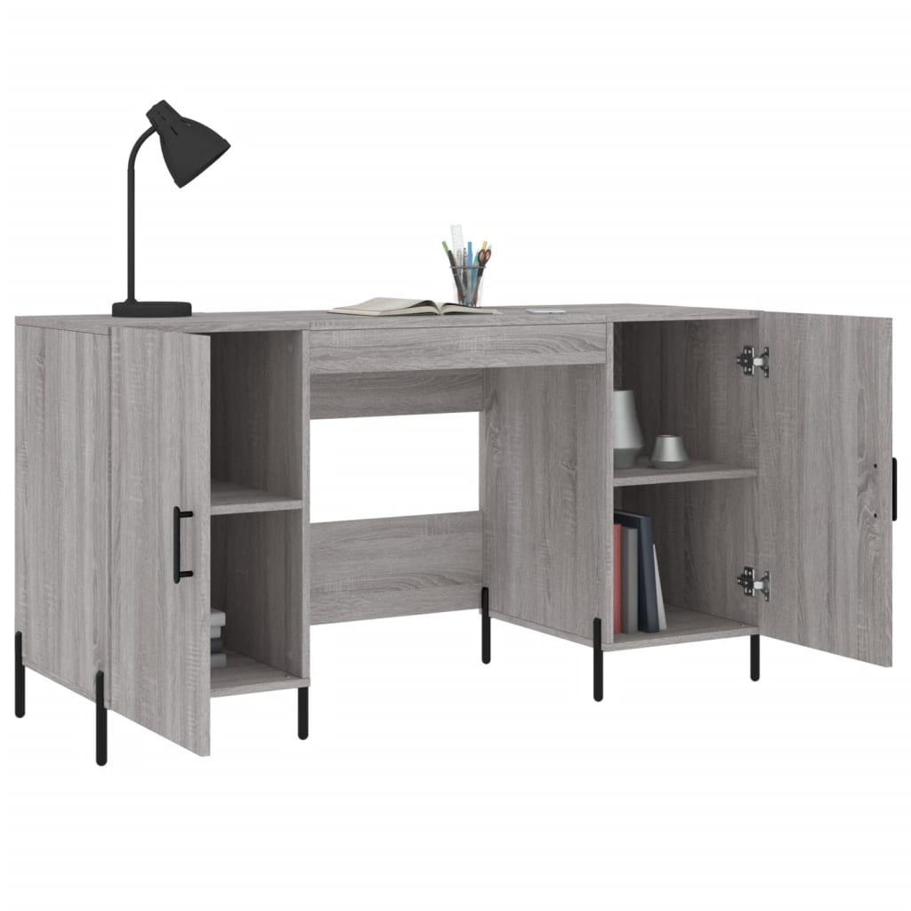 vidaXL Schreibtisch Grau Sonoma 140x50x75 cm Holzwerkstoff