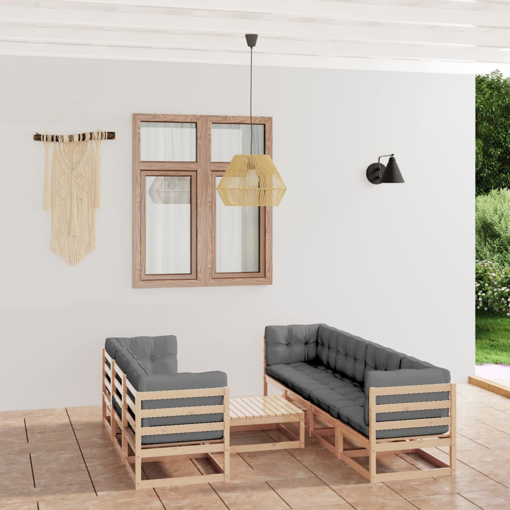 vidaXL 8-tlg. Garten-Lounge-Set mit Kissen Kiefer Massivholz