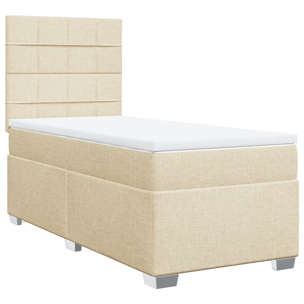 vidaXL Boxspringbett mit Matratze Creme 90x200 cm Stoff