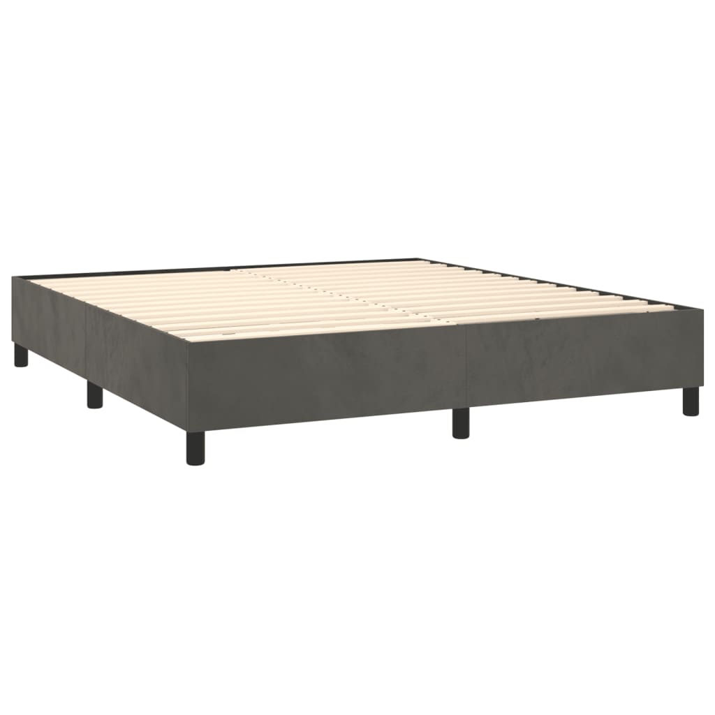 vidaXL Boxspringbett mit Matratze Dunkelgrau 200x200 cm Samt