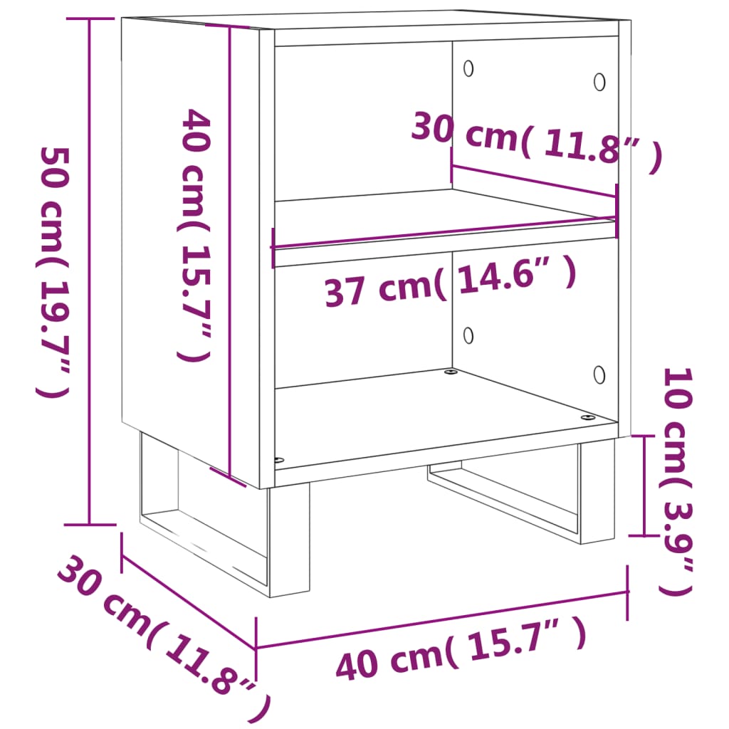 vidaXL Nachttische 2 Stk. Braun Eichen-Optik 40x30x50 cm Holzwerkstoff