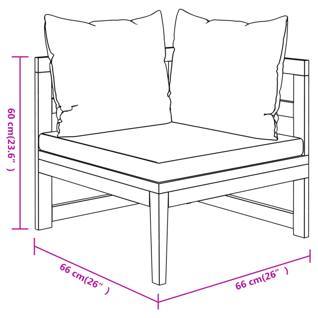 vidaXL 3-tlg. Garten-Lounge-Set mit Dunkelgrauen Kissen Massivholz Akazie