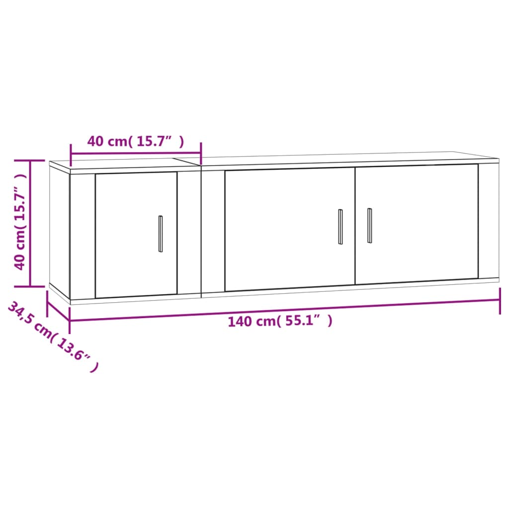 vidaXL 2-tlg. TV-Schrank-Set Betongrau Holzwerkstoff