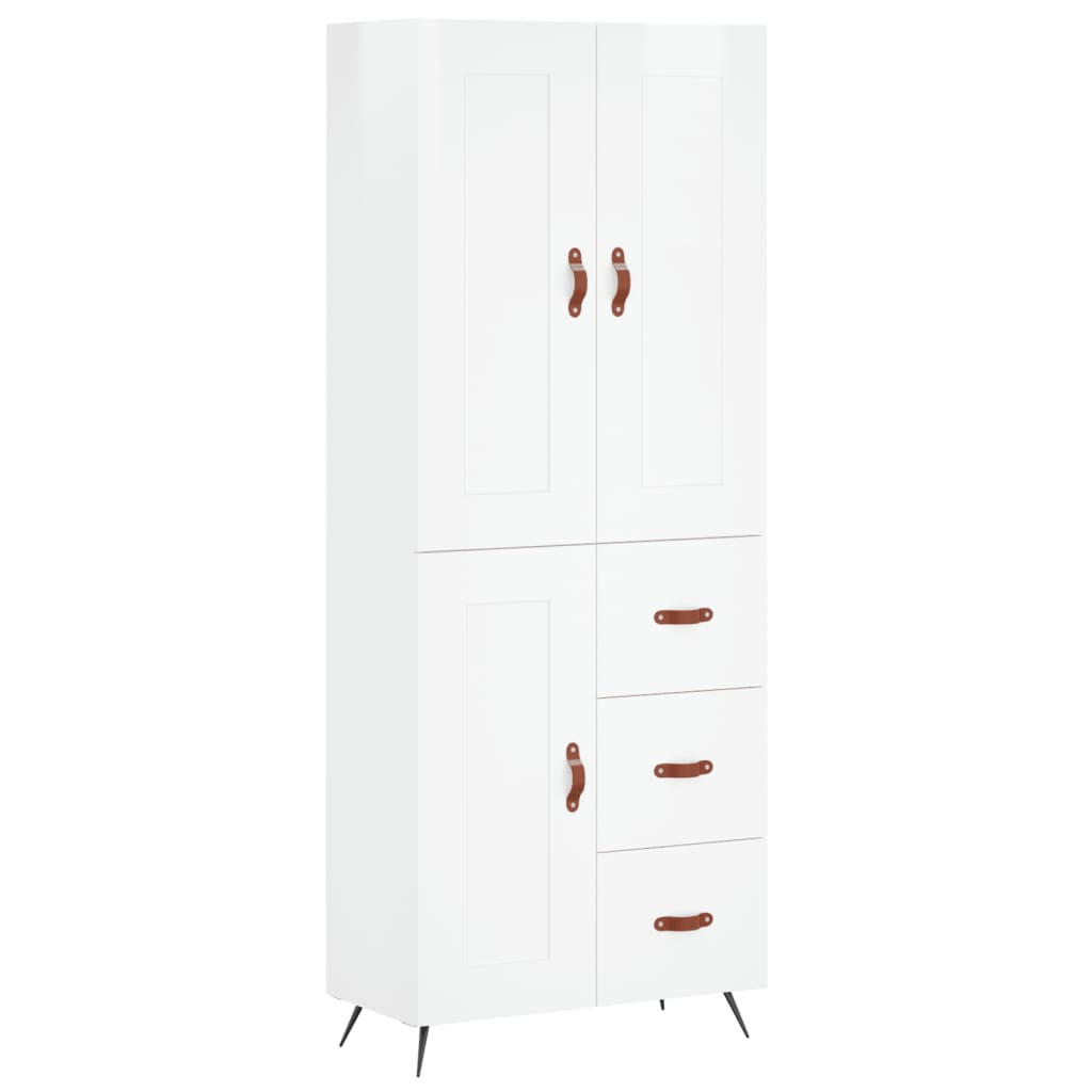 vidaXL Highboard Hochglanz-Weiß 69,5x34x180 cm Holzwerkstoff