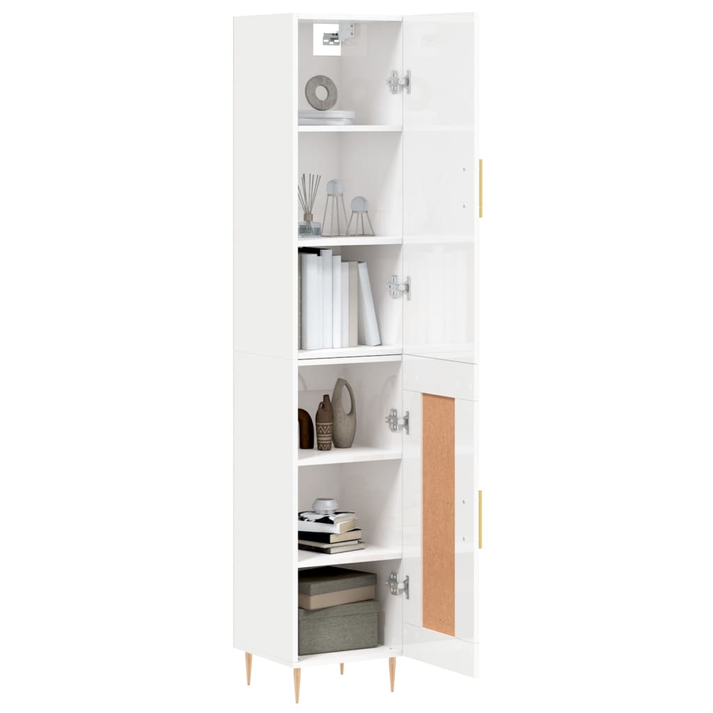 vidaXL Highboard Hochglanz-Weiß 34,5x34x180 cm Holzwerkstoff