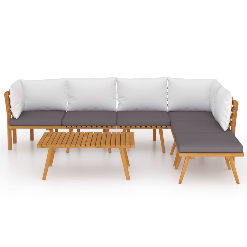 vidaXL 7-tlg. Garten-Lounge-Set mit Kissen Massivholz Akazie