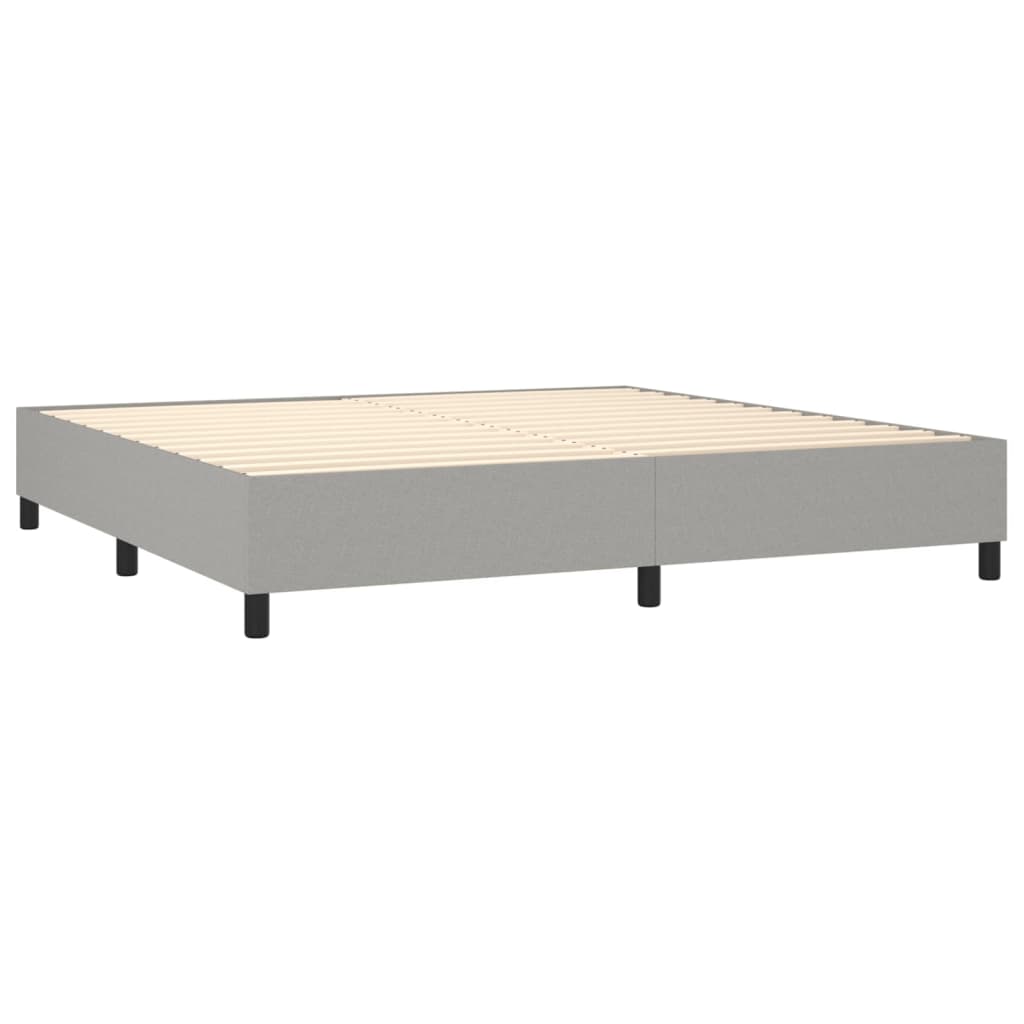 vidaXL Boxspringbett mit Matratze & LED Hellgrau 200x200 cm Stoff