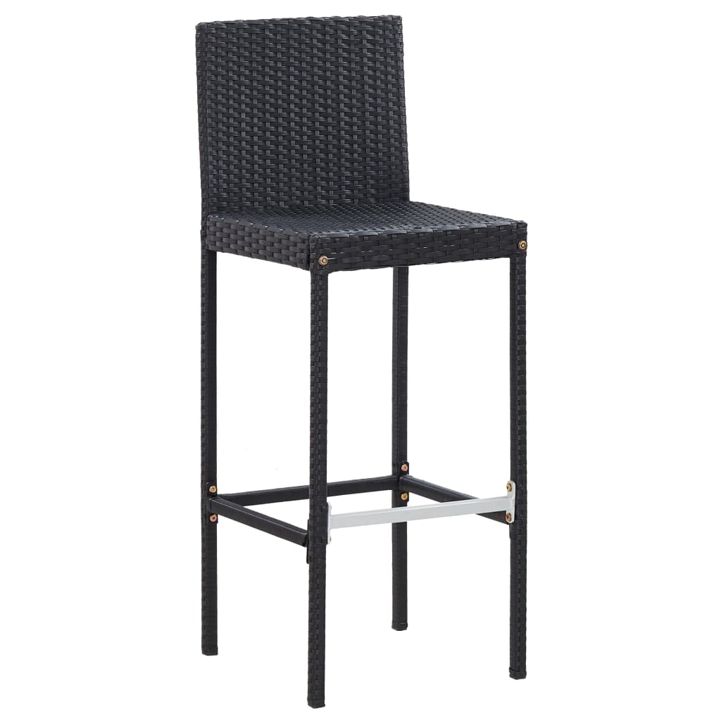 vidaXL 7-tlg. Gartenbar-Set mit Kissen Poly-Rattan Schwarz