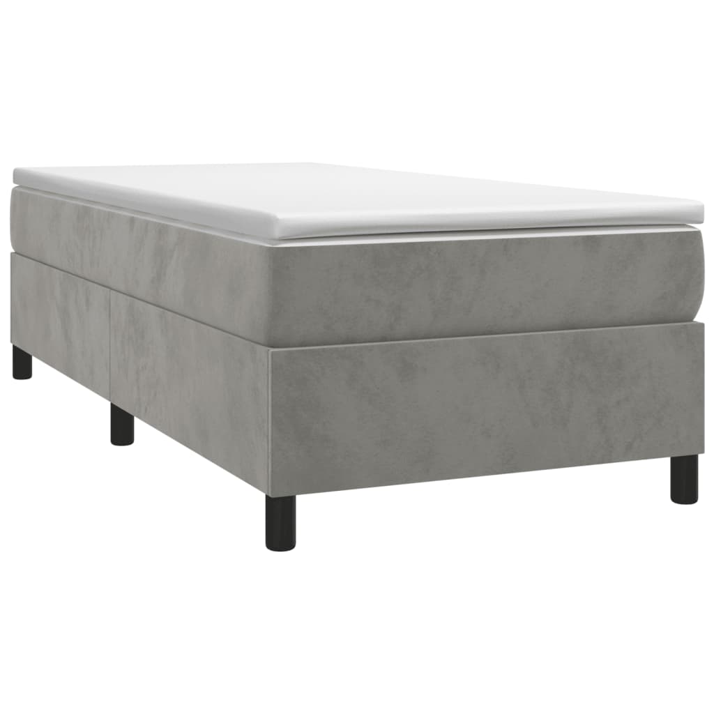 vidaXL Boxspringbett mit Matratze Hellgrau 100x200 cm Samt