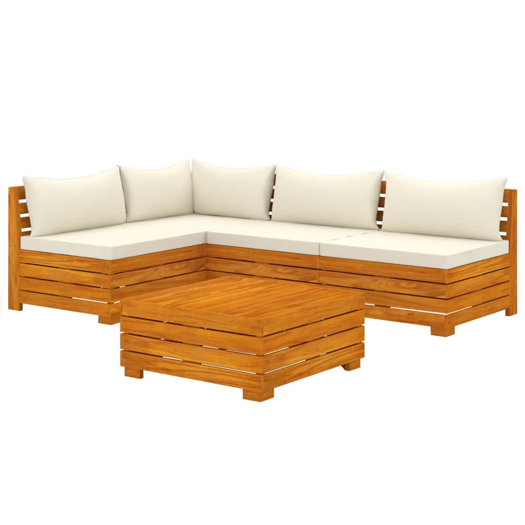 vidaXL 5-tlg. Garten-Lounge-Set mit Kissen Massivholz Akazie