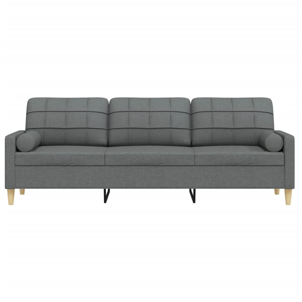 vidaXL Sofa 3-Sitzer mit Zierkissen Dunkelgrau 210 cm Stoff