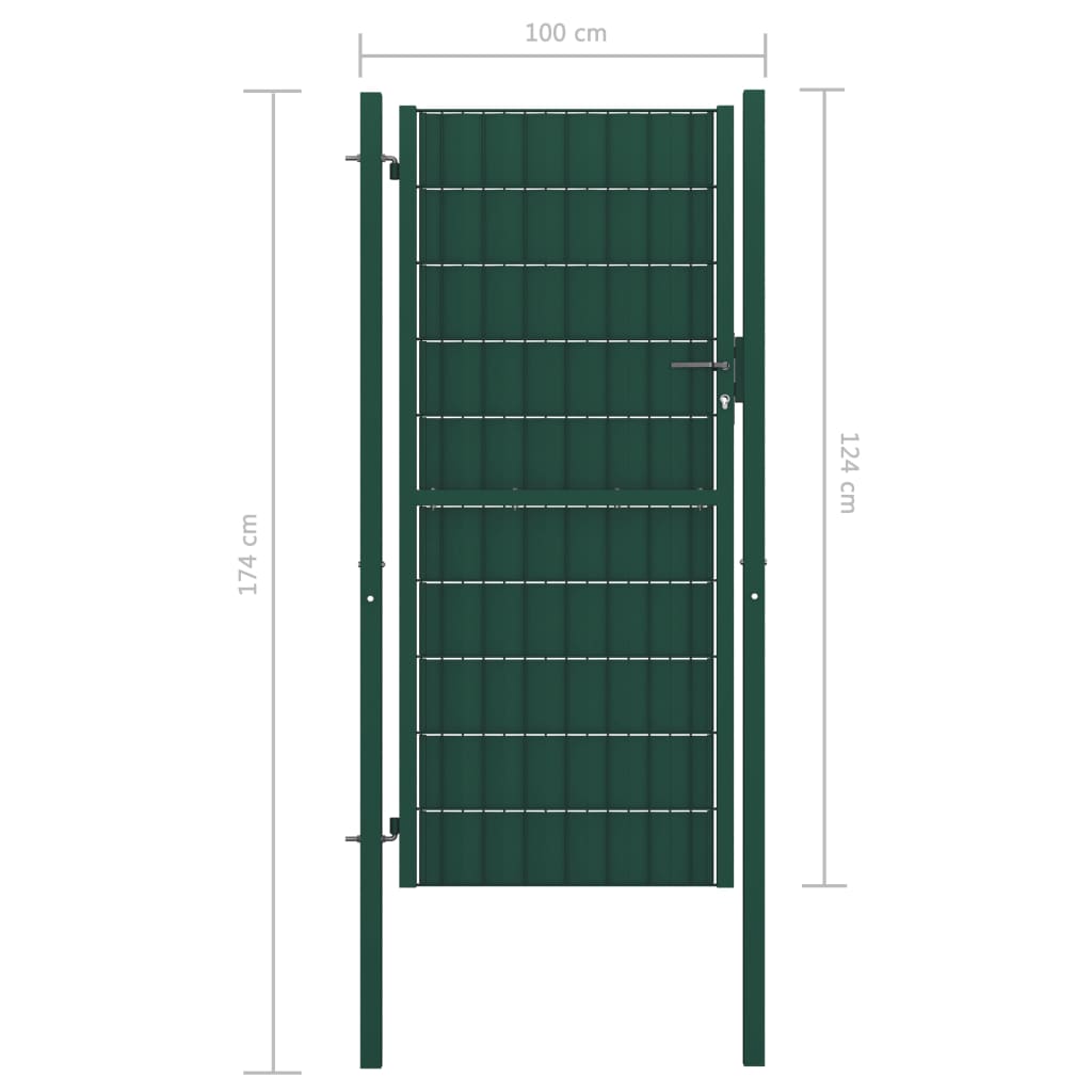 vidaXL Zauntor PVC und Stahl 100x124 cm Grün