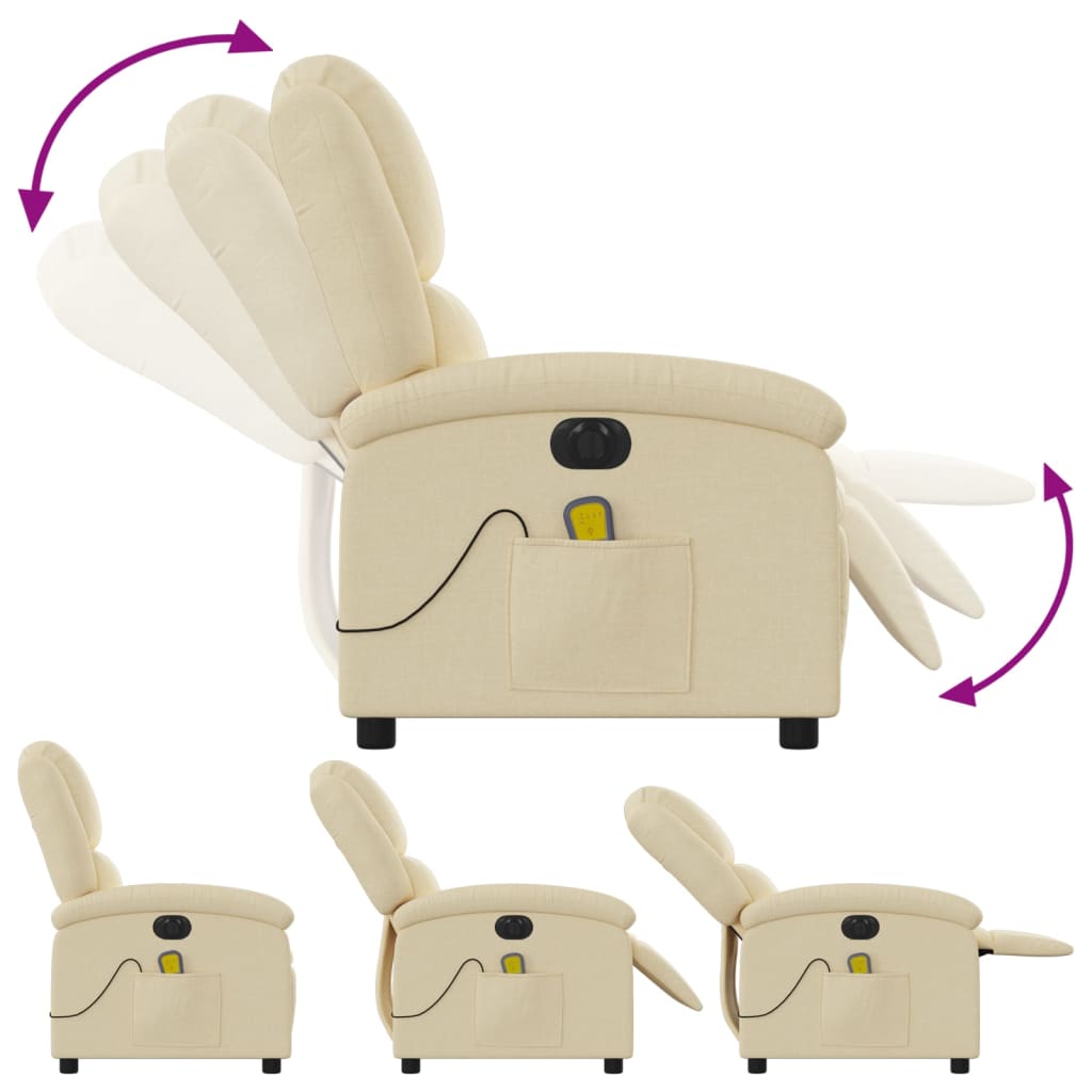 vidaXL Massagesessel Elektrisch Creme Stoff