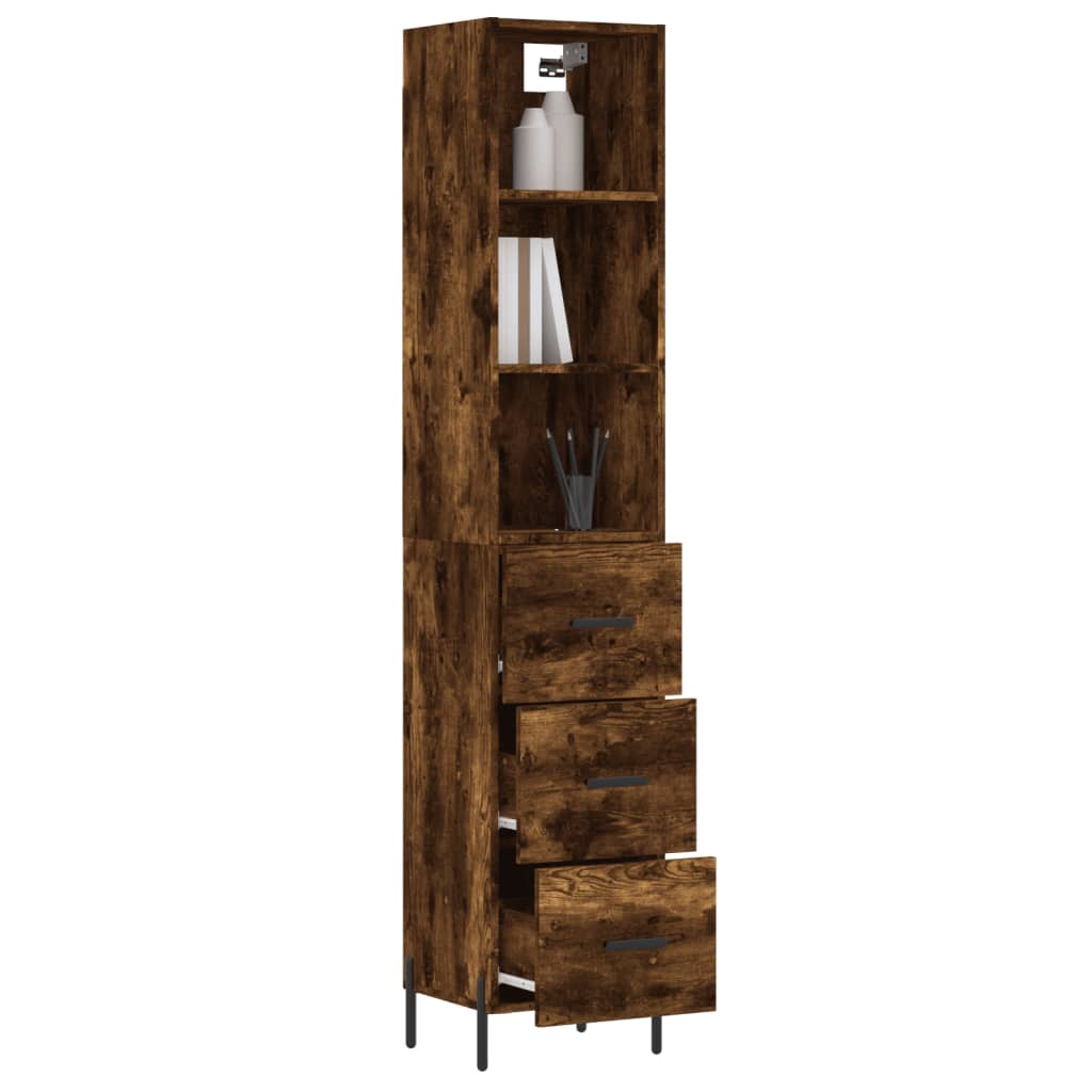 vidaXL Highboard Räuchereiche 34,5x34x180 cm Holzwerkstoff