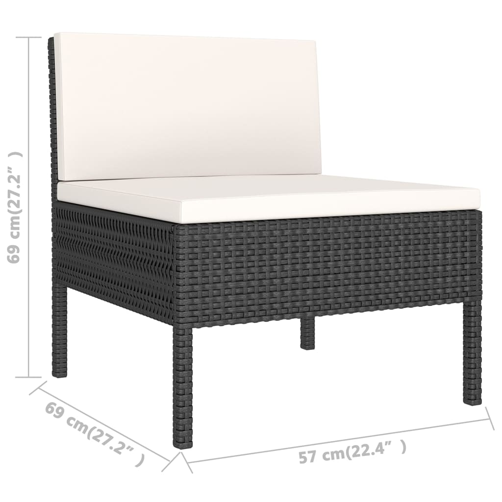 vidaXL 14-tlg. Garten-Lounge-Set mit Auflagen Poly Rattan Schwarz