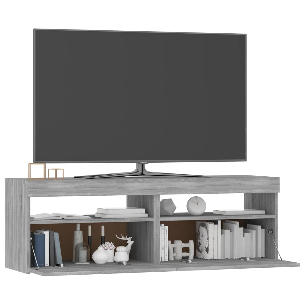 vidaXL TV-Schrank mit LED-Leuchten Grau Sonoma 120x35x40 cm