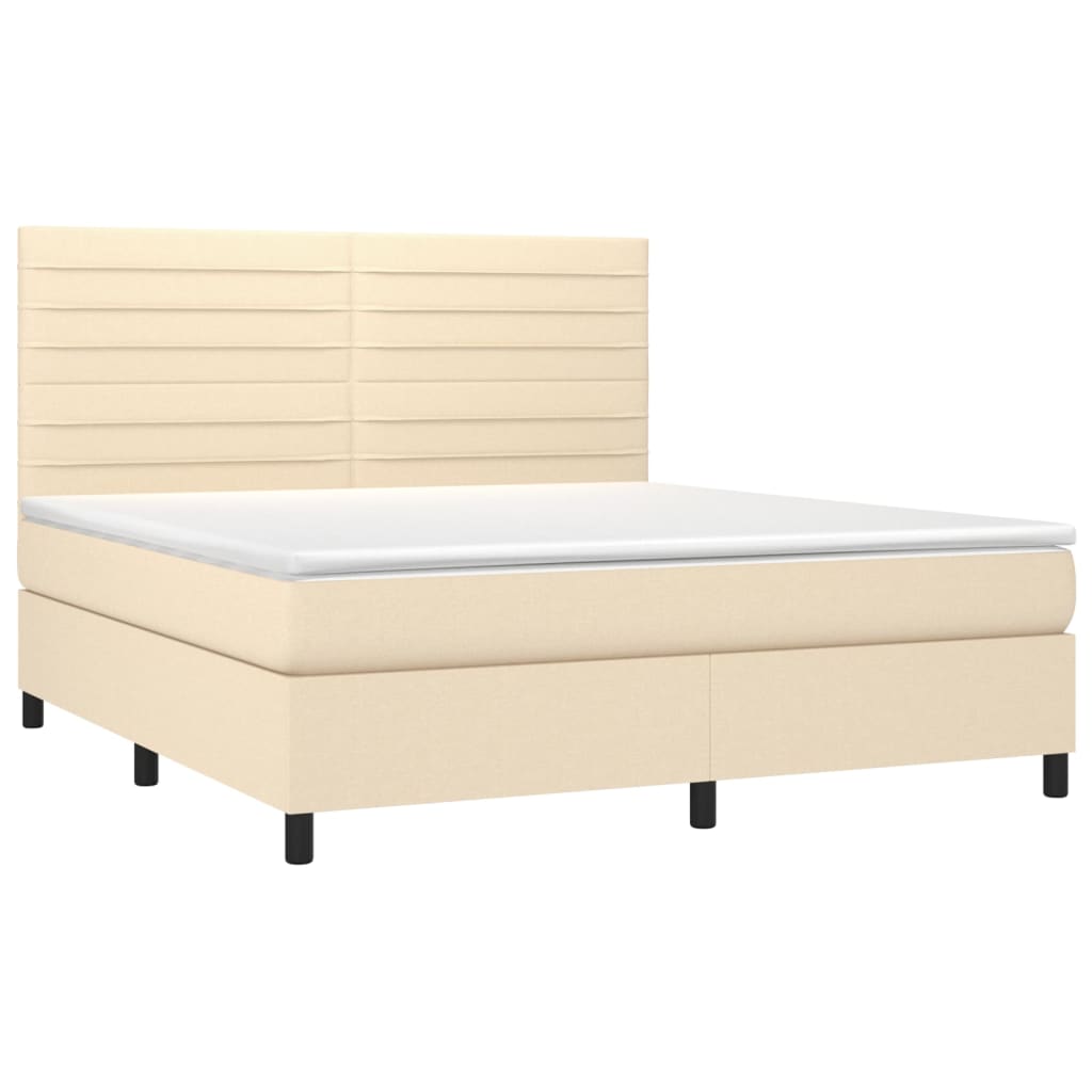 vidaXL Boxspringbett mit Matratze & LED Creme 180x200 cm Stoff