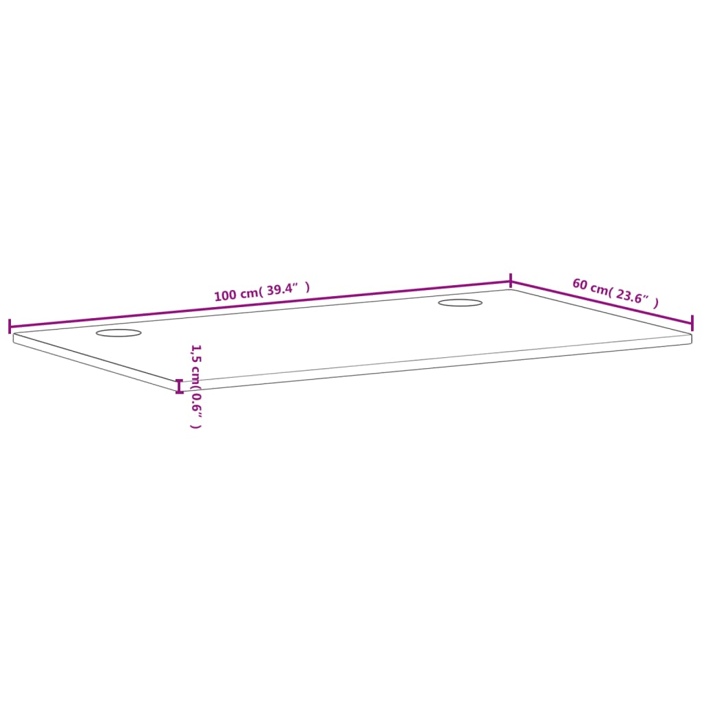 vidaXL Schreibtischplatte 100x60x1,5 cm Massivholz Buche