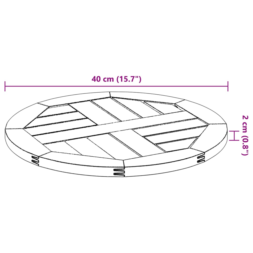 vidaXL Tischplatte Ø40x2 cm Rund Massivholz Akazie