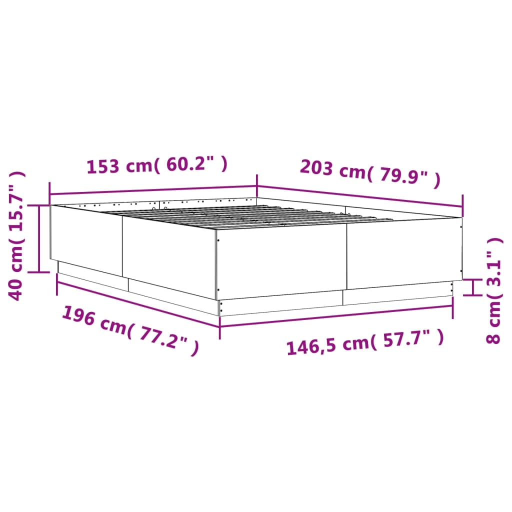 vidaXL Bettgestell Braun Eichen-Optik 150x200 cm Holzwerkstoff