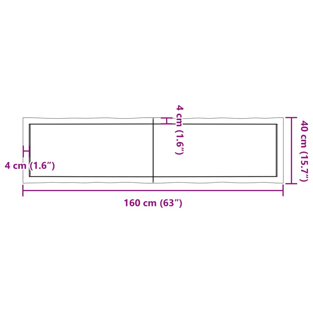 vidaXL Tischplatte 160x40x(2-6) cm Massivholz Behandelt Baumkante