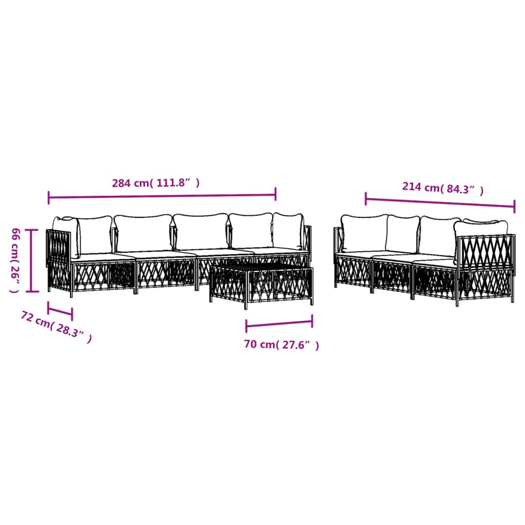 vidaXL 8-tlg. Garten-Lounge-Set mit Kissen Weiß Stahl