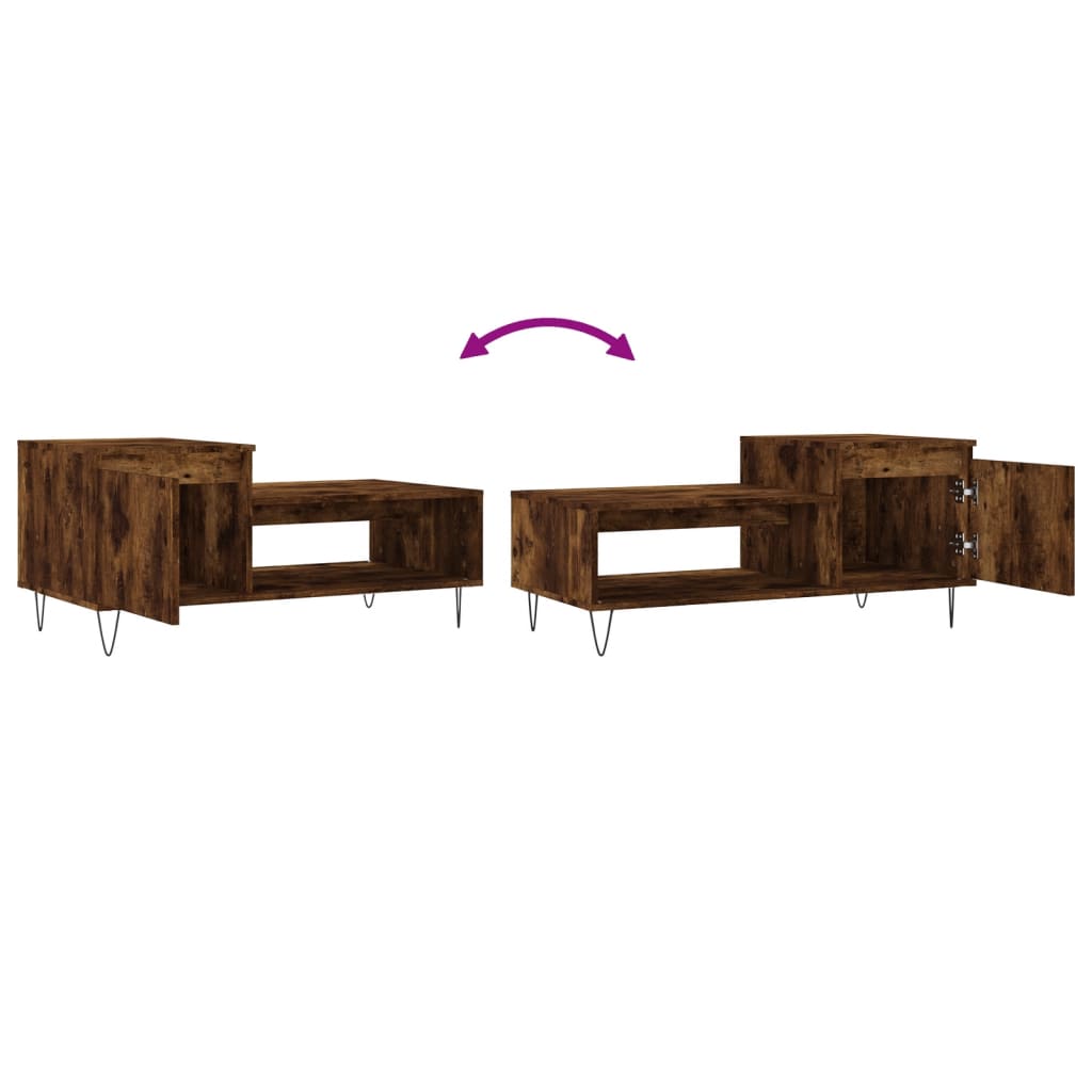 vidaXL Couchtisch Räuchereiche 100x50x45 cm Holzwerkstoff