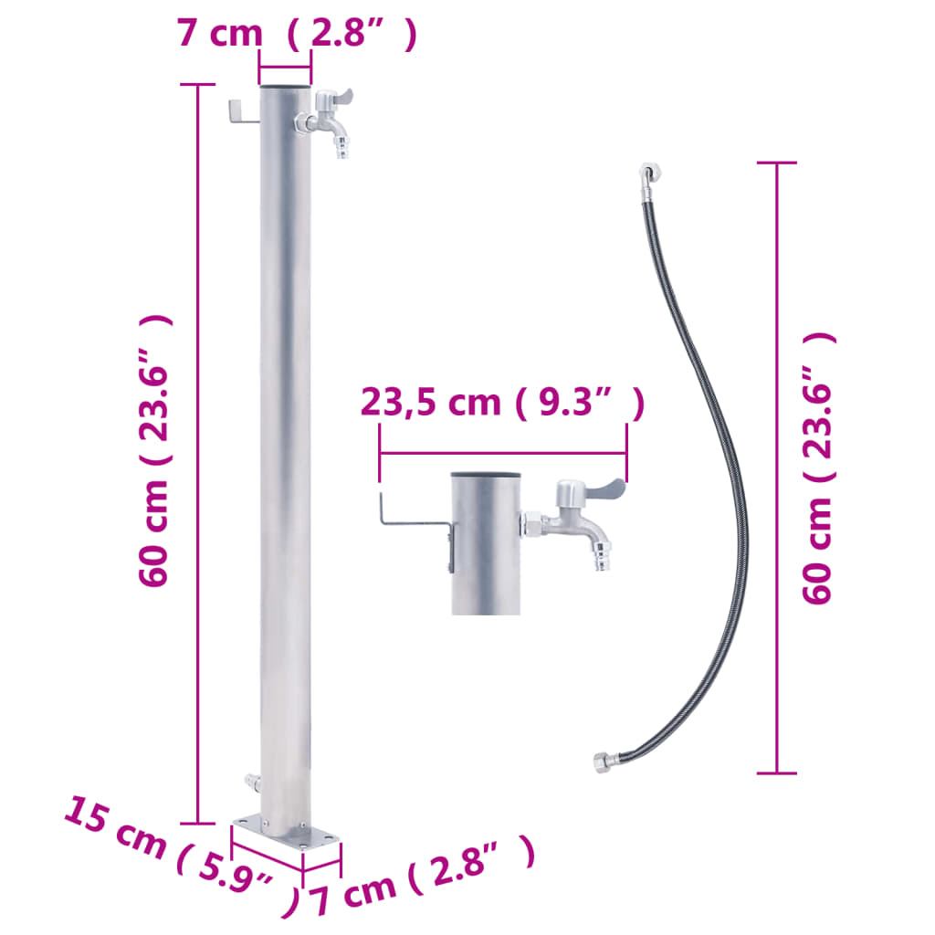 vidaXL Wassersäule für den Garten 60 cm Edelstahl Rund