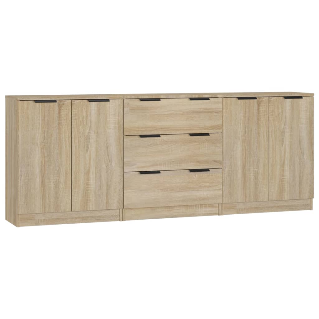 vidaXL 3-tlg. Sideboard Sonoma Eiche-Optik Holzwerkstoff