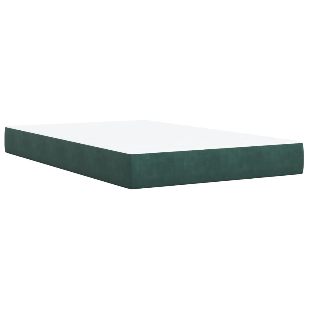 vidaXL Boxspringbett mit Matratze Dunkelgrün 120x200 cm Samt