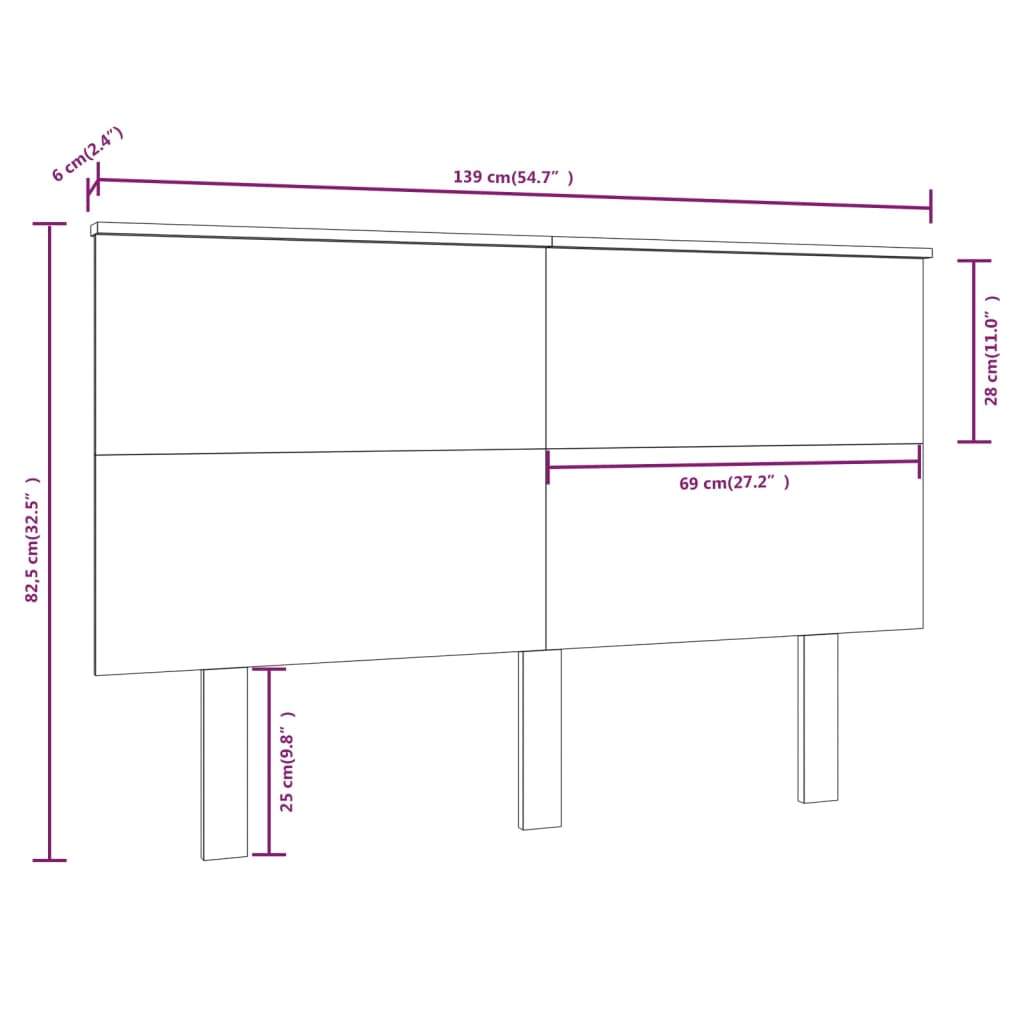 vidaXL Kopfteil 139x6x82,5 cm Massivholz Kiefer