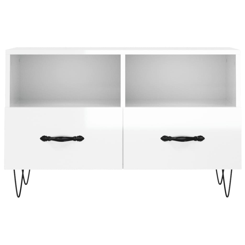 vidaXL TV-Schrank Hochglanz-Weiß 80x36x50 cm Holzwerkstoff