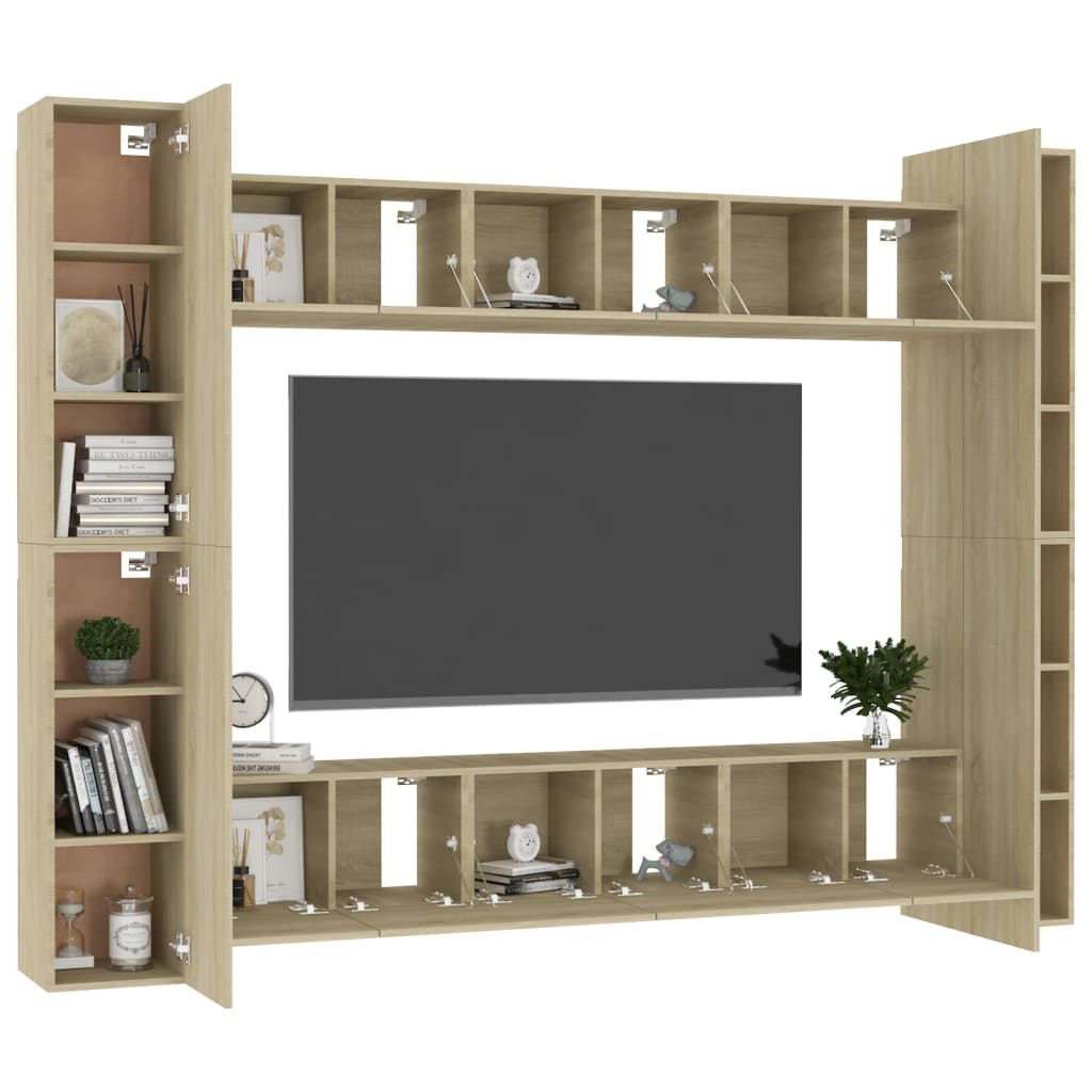 vidaXL 10-tlg. TV-Schrank-Set Sonoma-Eiche Holzwerkstoff