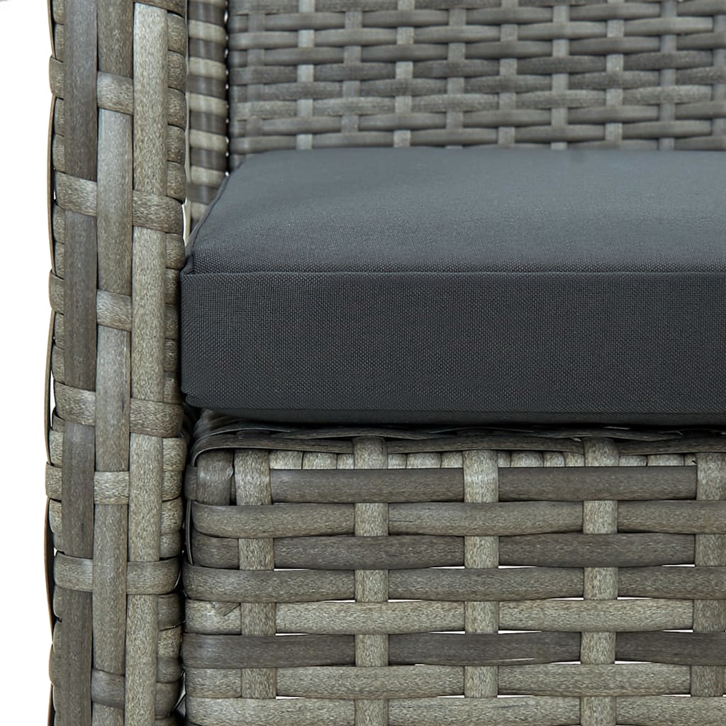 vidaXL 3-tlg. Bistro-Set mit Sitzkissen Poly Rattan Grau