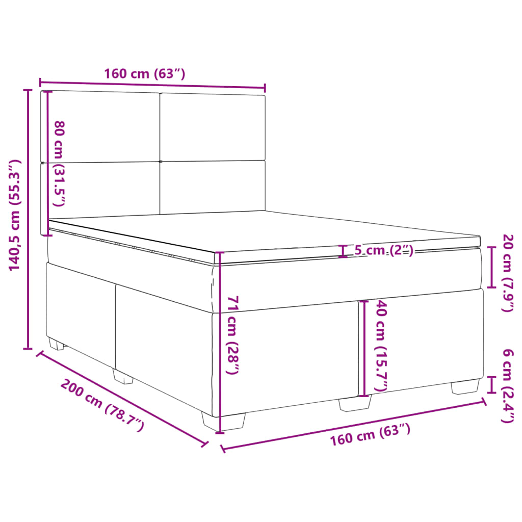 vidaXL Boxspringbett mit Matratze Taupe 160x200 cm Stoff