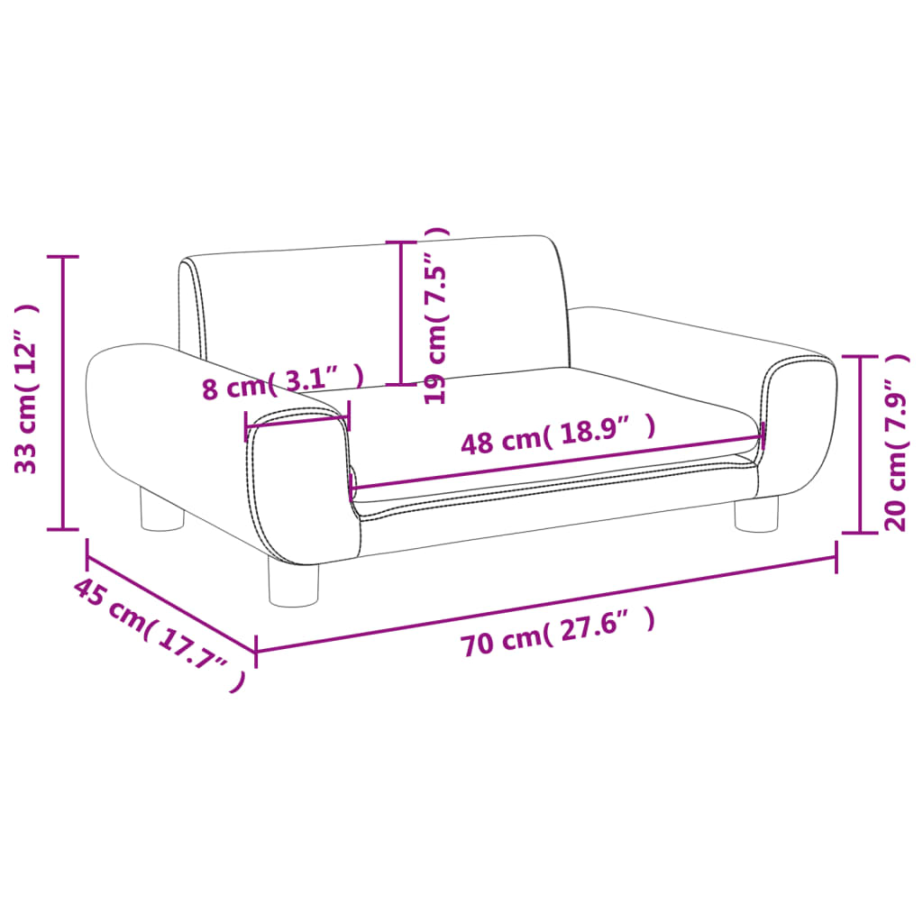 vidaXL Kindersofa Dunkelgrau 70x45x33 cm Samt