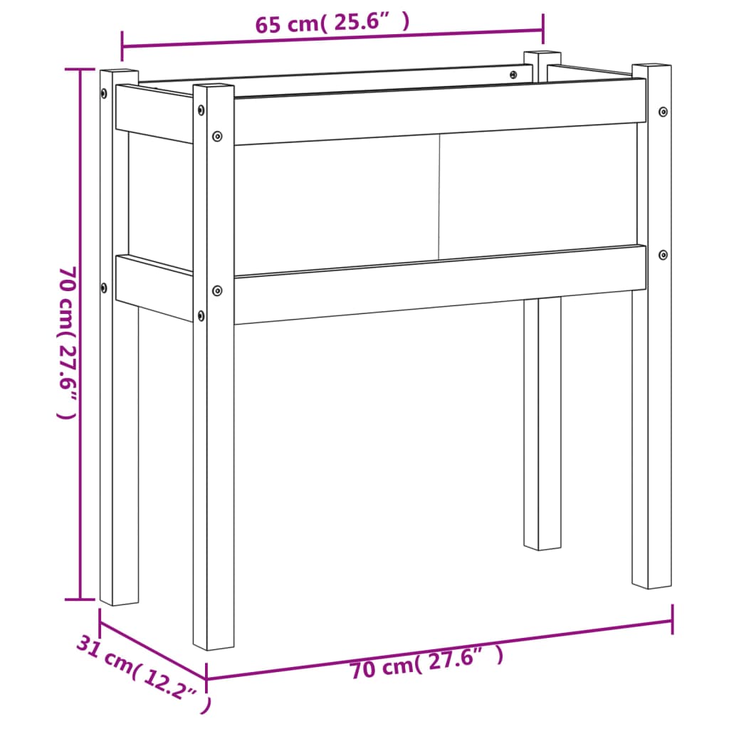 vidaXL Pflanzkübel mit Beinen Wachsbraun 70x31x70 cm Massivholz Kiefer