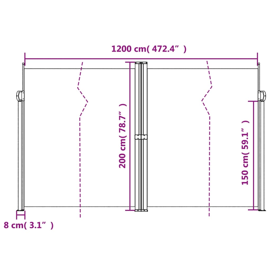 vidaXL Seitenmarkise Ausziehbar Anthrazit 200x1200 cm