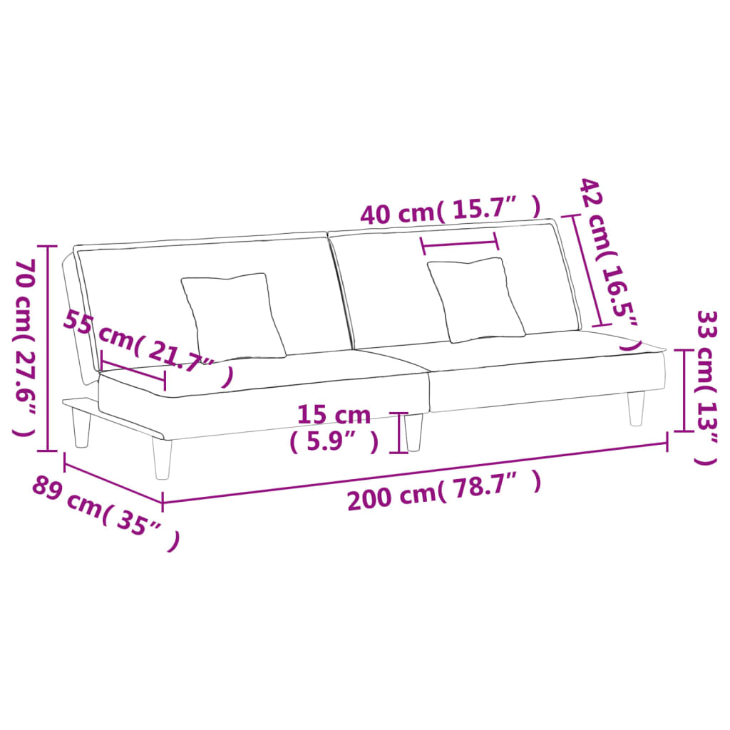 vidaXL Schlafsofa Schwarz Stoff