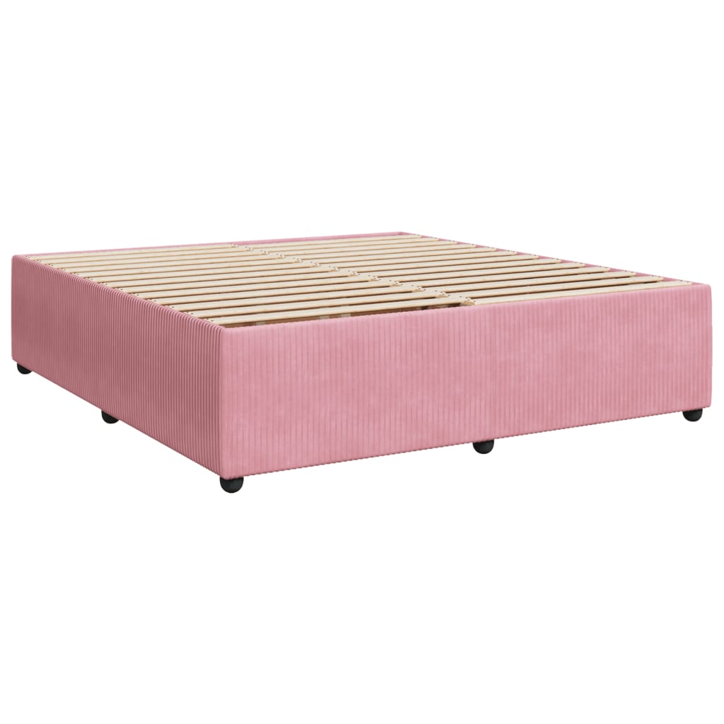 vidaXL Boxspringbett mit Matratze Rosa 200x200 cm Samt