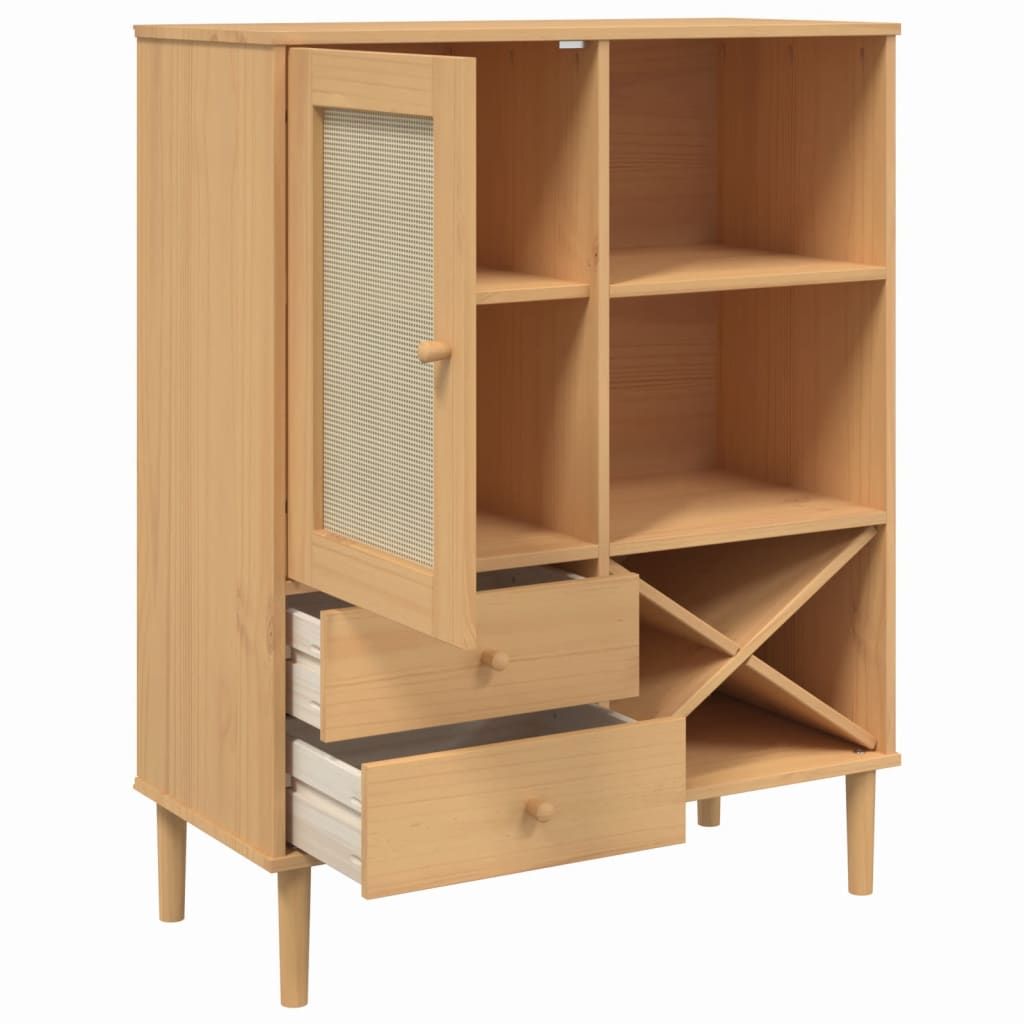 vidaXL Highboard SENJA Rattan-Optik Braun 90x40x112 cm Kiefernholz