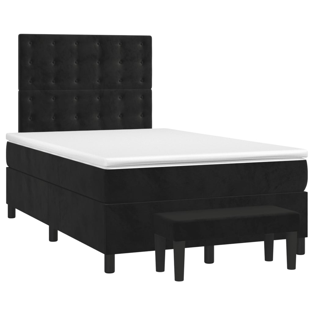 vidaXL Boxspringbett mit Matratze Schwarz 120x200 cm Samt